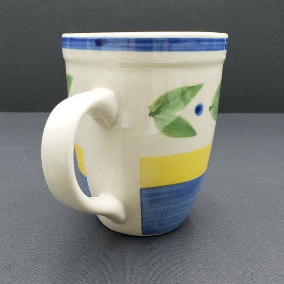 Trisa Trs4 Mugs Trisa Blue Yellow Bands Green Leaves Mugs - Picture 9 of 11